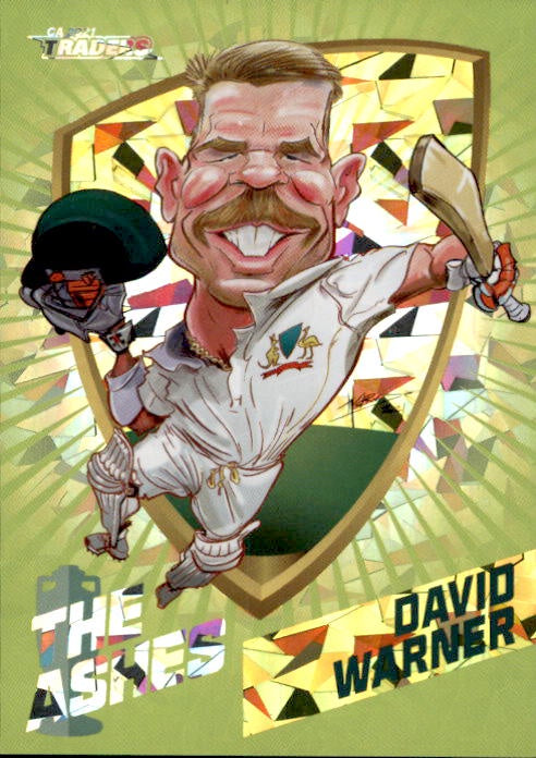 David Warner, #011/175, Green Ashes Caricatures, 2021-22 TLA Traders Cricket Australia & BBL
