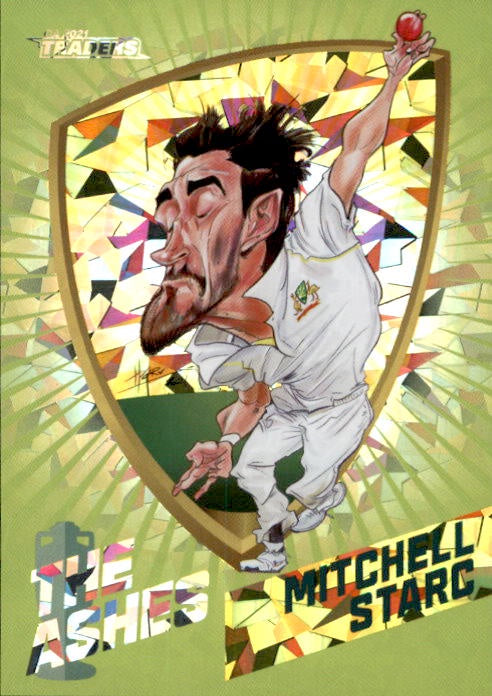 Mitchell Starc, #141/175, Green Ashes Caricatures, 2021-22 TLA Traders Cricket Australia & BBL