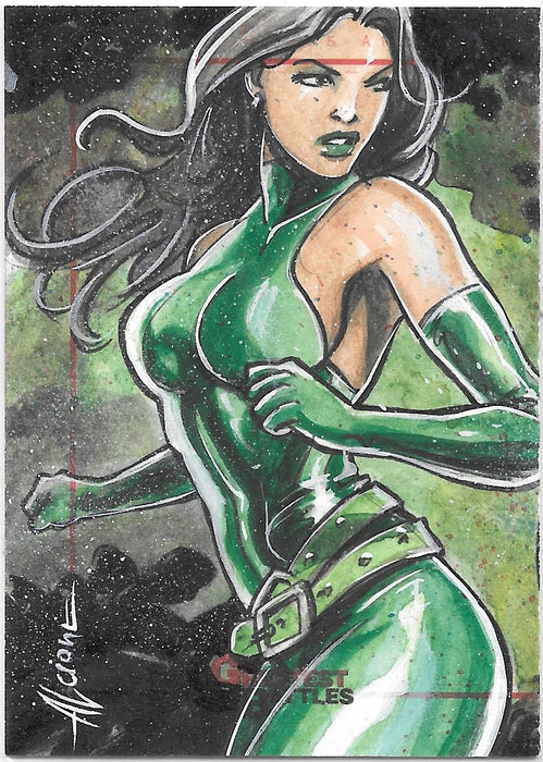 Jean Grey Dark Pheonix, SketchaFEX Sketch Card by Alcione Silva, 2012 Rittenhouse Marvel Greatest Battles