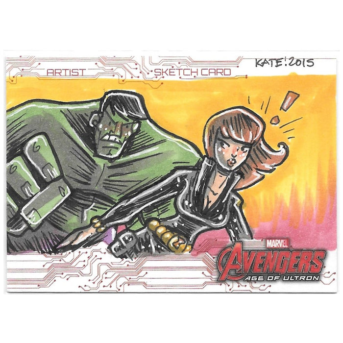 Hulk & Black Widow, Sketch Card, 2015 Upper Deck Marvel Avengers Age of Ultron