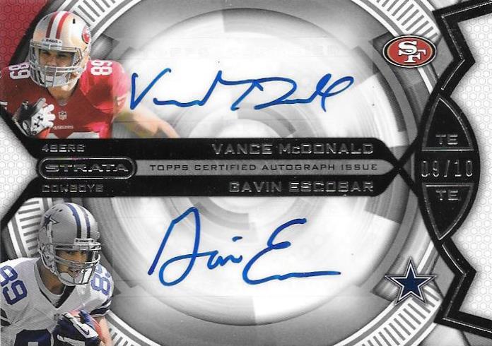 Vance McDonald, Gavin Escobar, Dual Signature, 2013 Topps Strata NFL