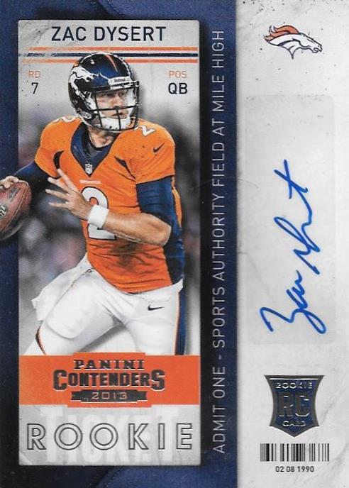 Zac Dysert, Rookie Ticket Autograph, 2013 Panini Contenders NFL