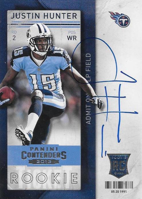 Justin Hunter, Rookie Ticket Autograph, 2013 Panini Contenders NFL