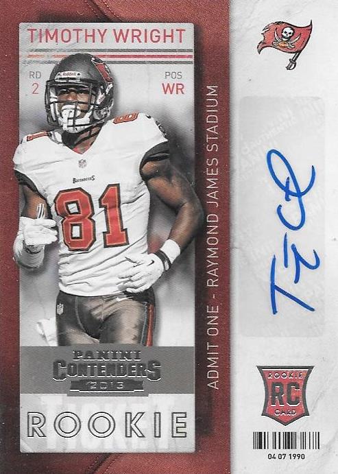Timothy Wright, Rookie Ticket Autograph, 2013 Panini Contenders NFL