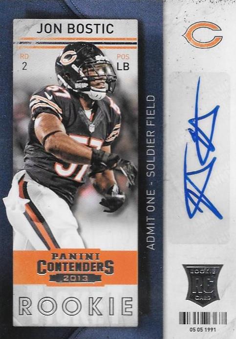 Jon Bostic, Rookie Ticket Autograph, 2013 Panini Contenders NFL