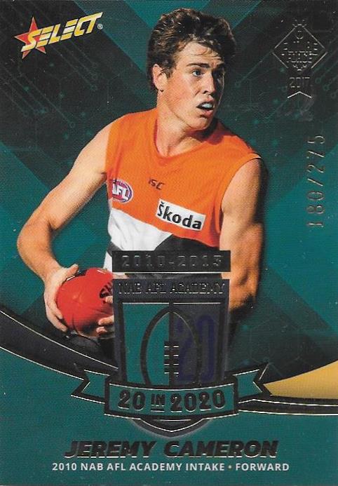 Jeremy Cameron, 20 in 2020, 2017 Select AFL Future Force