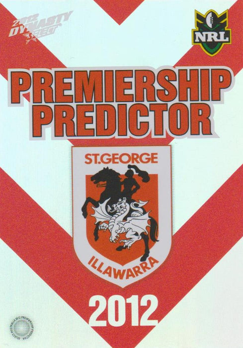 St George Dragons, Premiership Predictor, 2012 Select NRL Dynasty