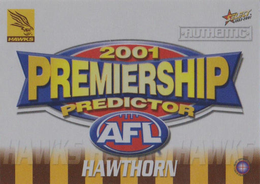 Hawthorn Hawks, Premiership Predictor, 2001 Select AFL