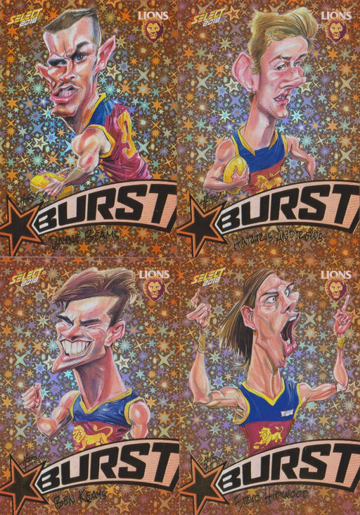 Brisbane Lions, Starburst Orange Caricatures Team Set, 2018 Select AFL Footy Stars