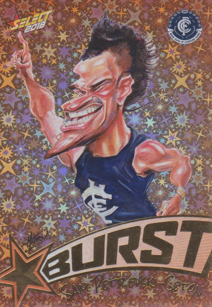 Sam Petrevski-Seton, Starburst Orange Caricatures, 2018 Select AFL Footy Stars