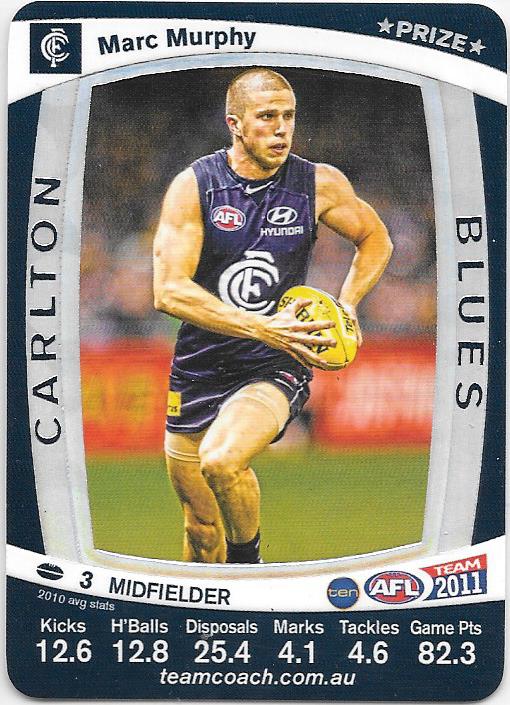 Marc Murphy, Prize card, 2011 Teamcoach AFL