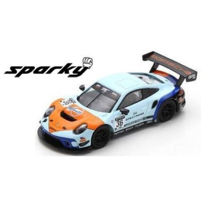 Sparky Y203 Porsche GT3 R GPX Racing #36 Gulf 'The Spade', 1:64 Scale Diecast Car