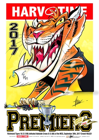 Richmond Tigers 2017 AFL Premiers, Harv Time Poster