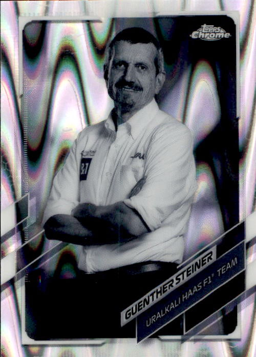 Guenther Steiner, #92, B&W Ray Wave Refractor, 2021 Topps Chrome Formula 1 Racing