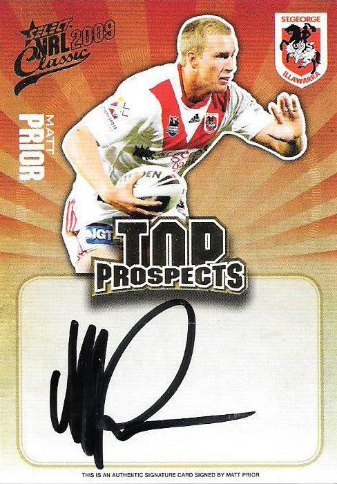 Matt Prior, Top Prospects Signature, 2009 Select NRL Classic