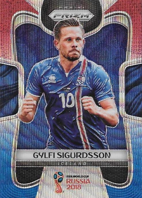 Gylfi Sigurdsson, Red & Blue Refractor, 2018 Panini Prizm World Cup Soccer