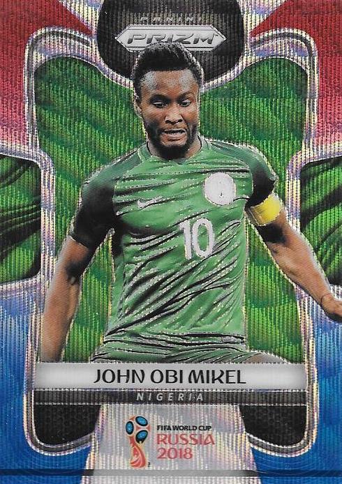 John Obi Mikel, Red & Blue Refractor, 2018 Panini Prizm World Cup Soccer