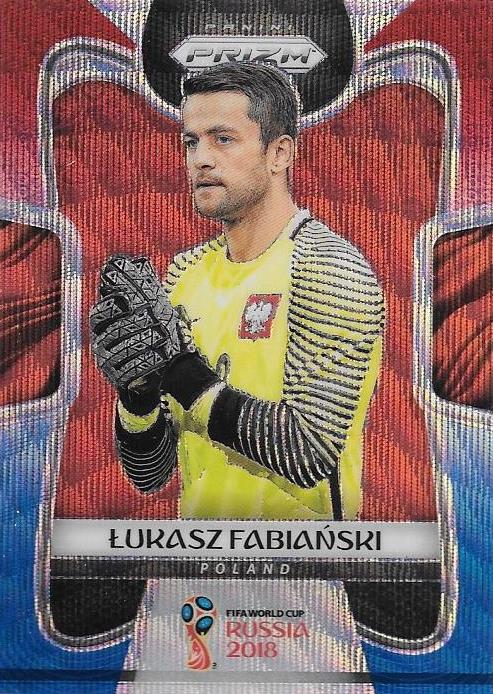 Lukasz Fabianski, Red & Blue Refractor, 2018 Panini Prizm World Cup Soccer