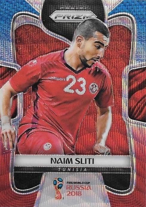 Naim Sliti, Blue & Red Refractor, 2018 Panini Prizm World Cup Soccer