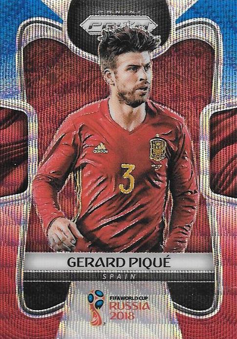 Gerard Pique, Blue & Red Refractor, 2018 Panini Prizm World Cup Soccer